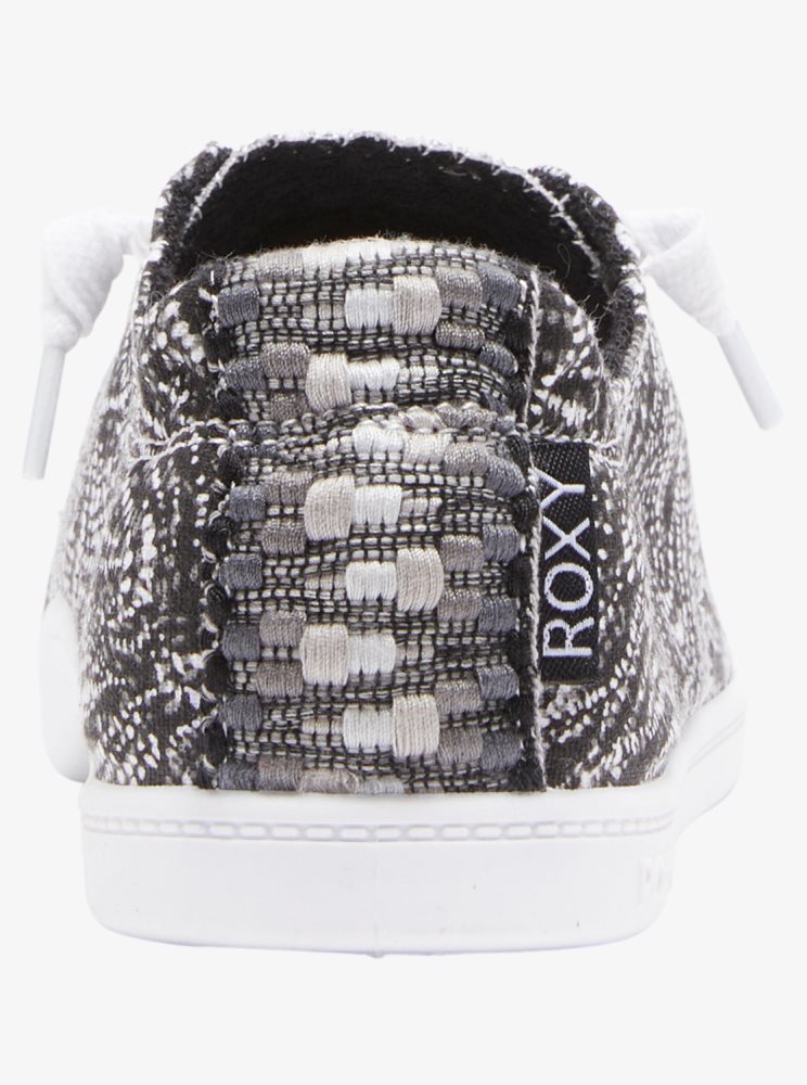 Black / White Women's Roxy Bayshore Sneakers | USA EPOG-36294