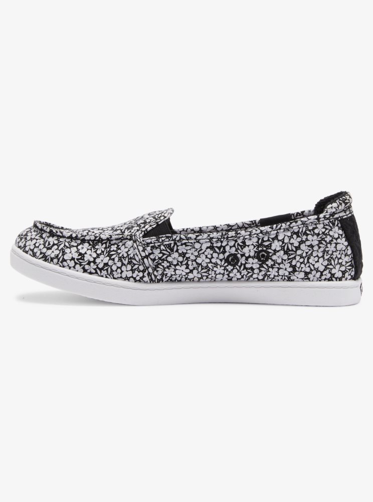 Black / White Women's Roxy Minnow Slip On Shoes | USA FMRY-36754