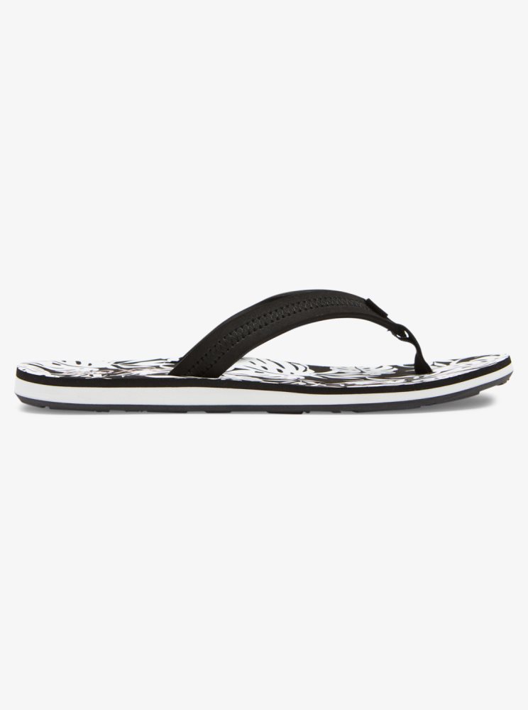 Black / White Women's Roxy Vista Loreto Flip Flops | USA IKYO-57031