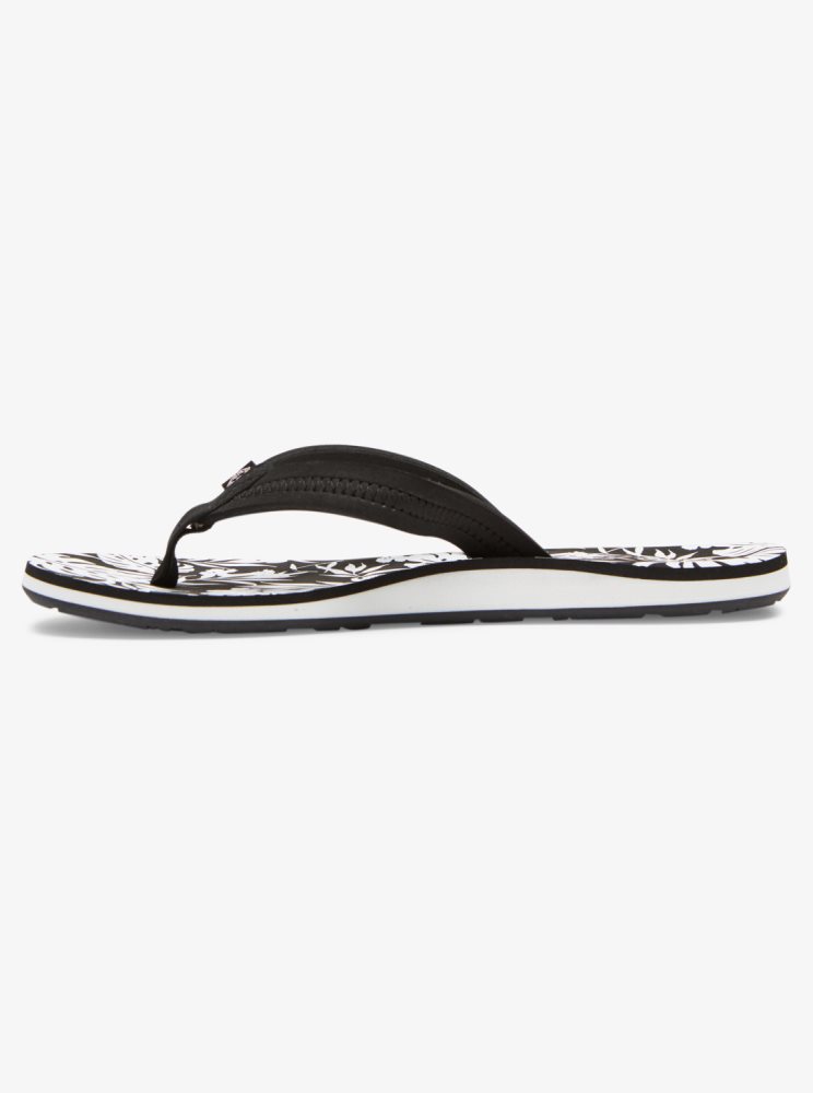 Black / White Women's Roxy Vista Loreto Flip Flops | USA IKYO-57031