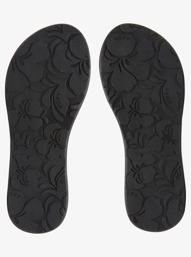 Black / White Women's Roxy Vista Loreto Flip Flops | USA IKYO-57031