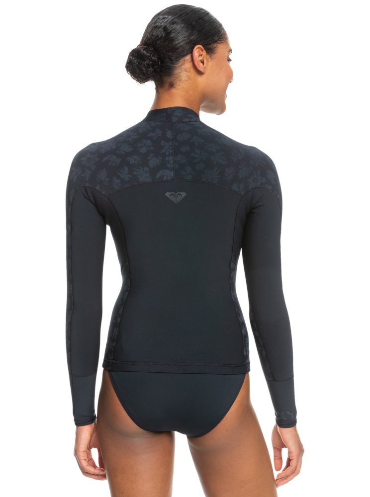 Black Women's Roxy 1mm Swell Series Long Sleeve Top Wetsuit | USA XVOY-73142