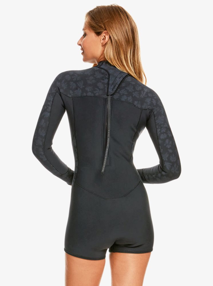 Black Women's Roxy 2mm Swell Series Long Sleeve Back Zip Wetsuit | USA BUKT-15796