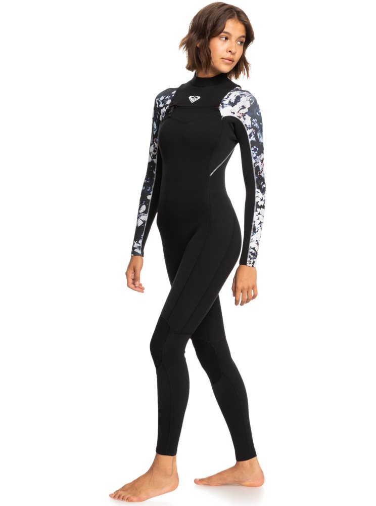 Black Women's Roxy 3/2mm Elite Chest Zip Wetsuit | USA WMHI-76054