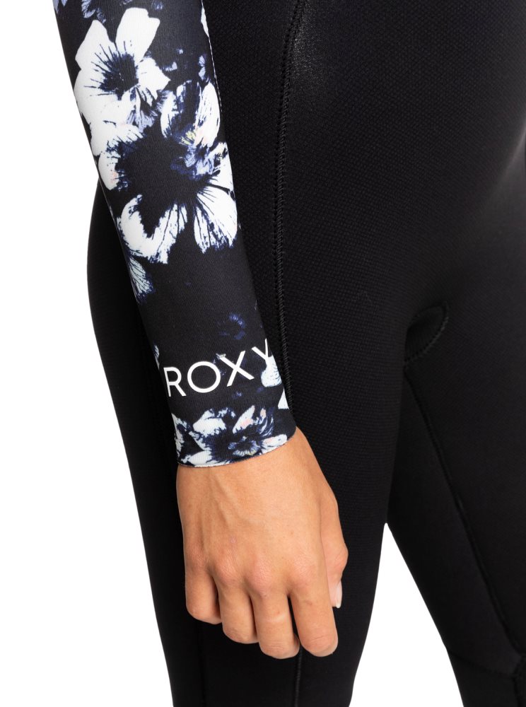 Black Women's Roxy 3/2mm Elite Chest Zip Wetsuit | USA WMHI-76054