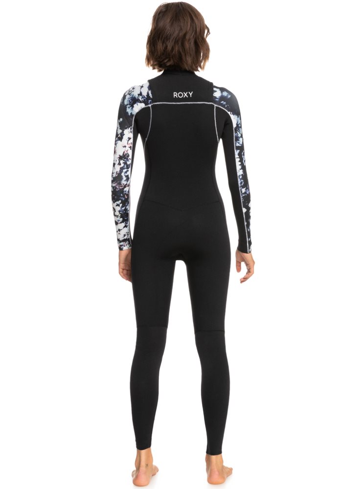 Black Women's Roxy 3/2mm Elite Chest Zip Wetsuit | USA WMHI-76054