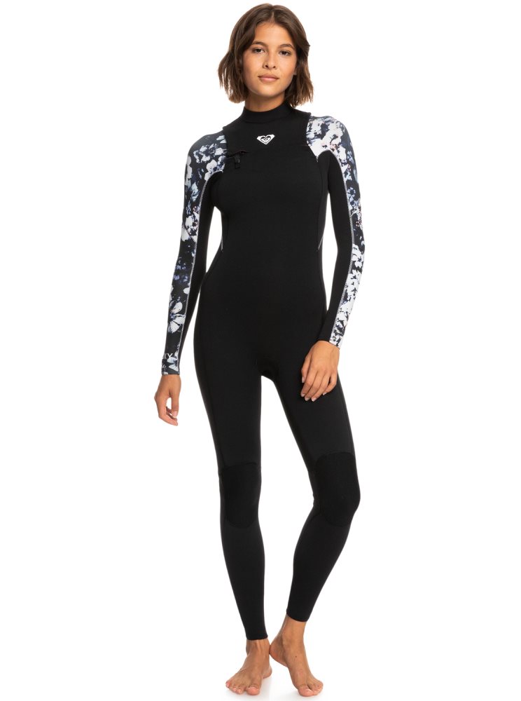 Black Women\'s Roxy 3/2mm Elite Chest Zip Wetsuit | USA WMHI-76054