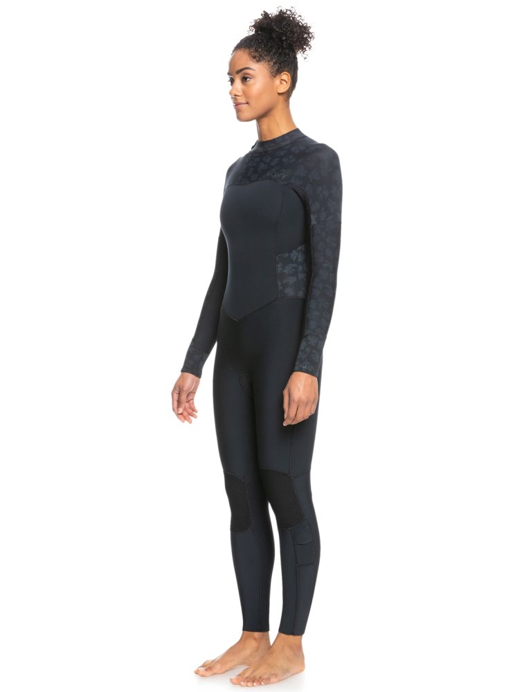 Black Women's Roxy 3/2mm Swell Series Back Zip Wetsuit | USA CSQW-13085