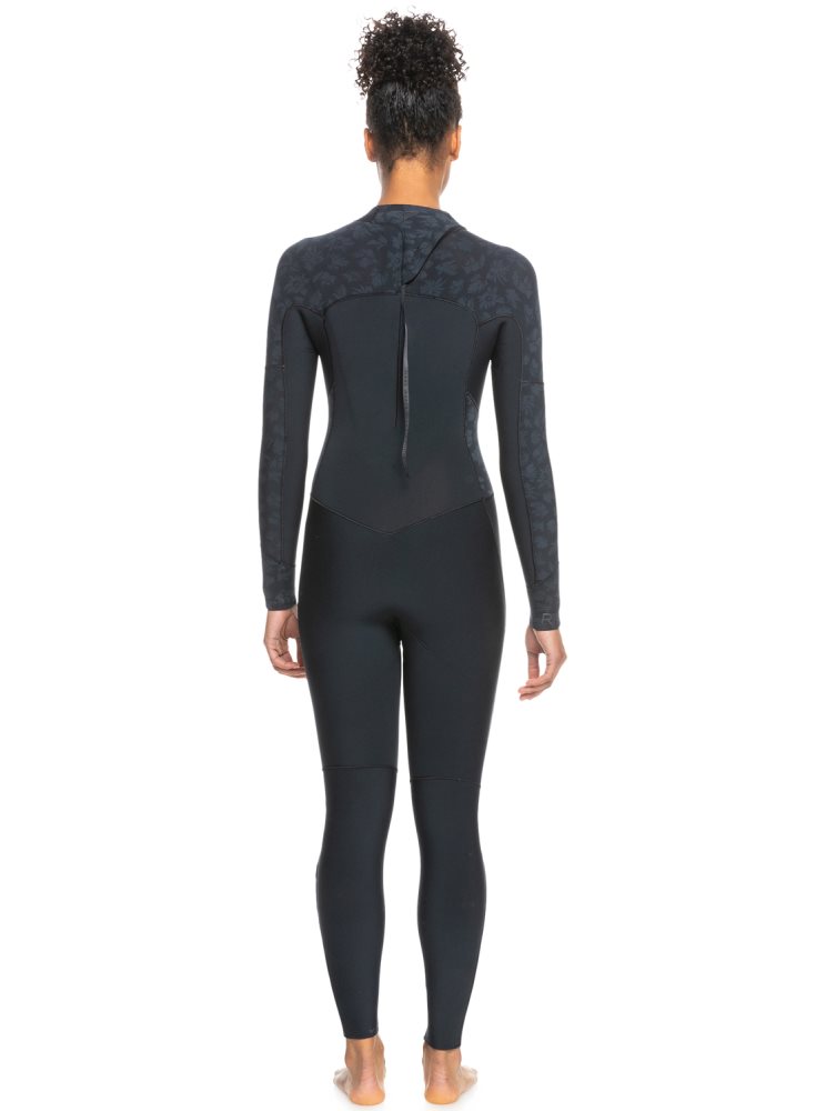 Black Women's Roxy 3/2mm Swell Series Back Zip Wetsuit | USA CSQW-13085