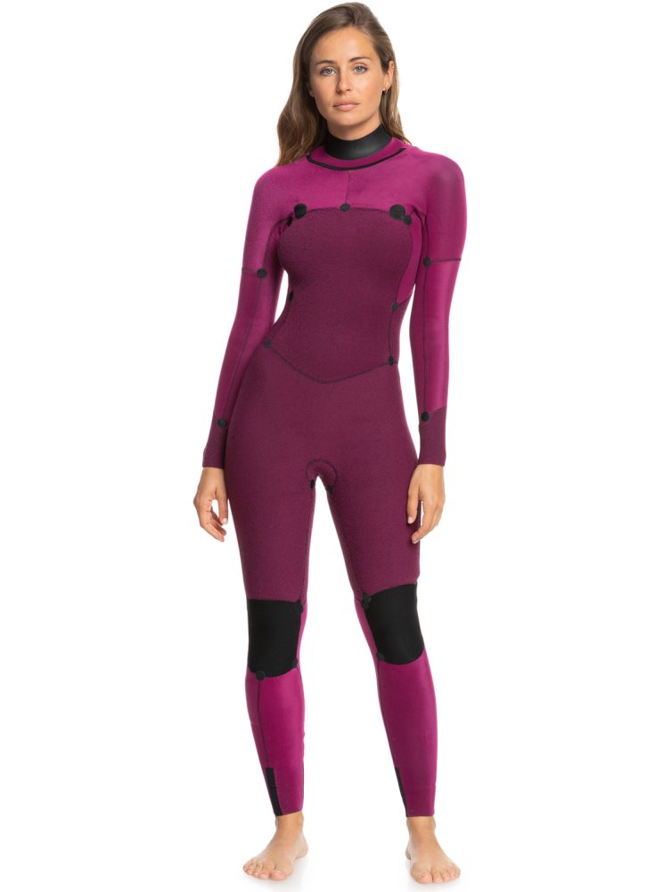 Black Women's Roxy 3/2mm Swell Series Chest Zip Wetsuit | USA WFER-86157