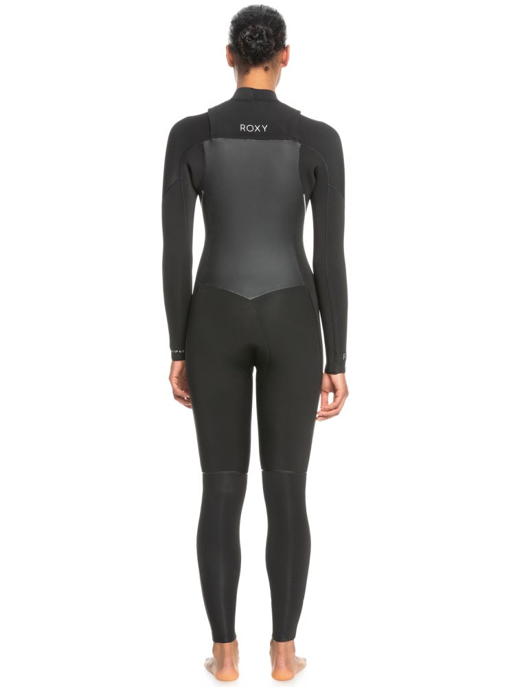 Black Women's Roxy 4/3mm Elite Chest Zip Wetsuit | USA YTML-96038