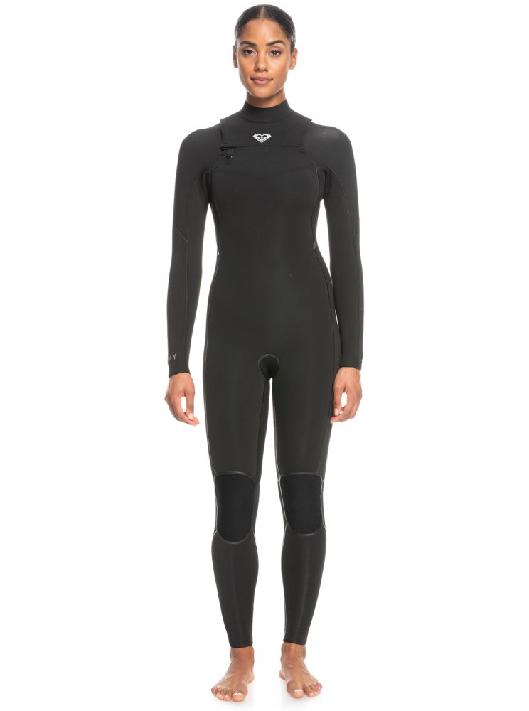 Black Women's Roxy 4/3mm Elite Chest Zip Wetsuit | USA YTML-96038