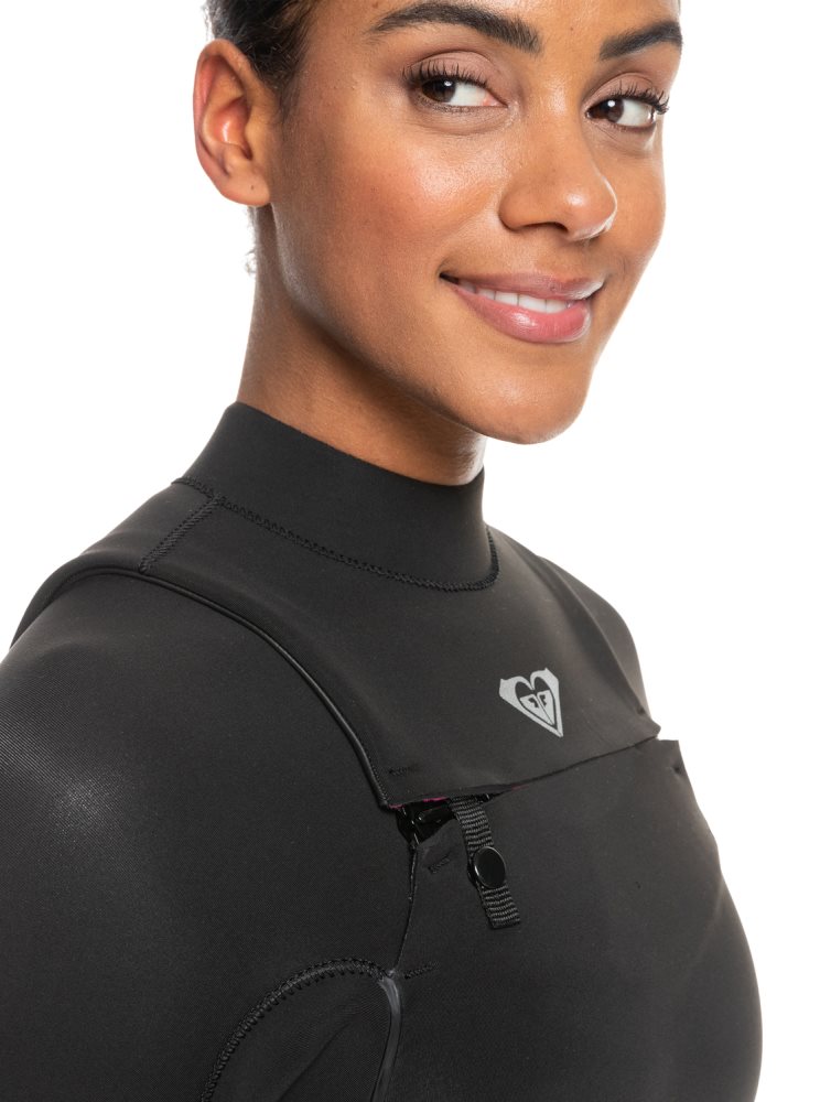 Black Women's Roxy 4/3mm Elite Chest Zip Wetsuit | USA YTML-96038