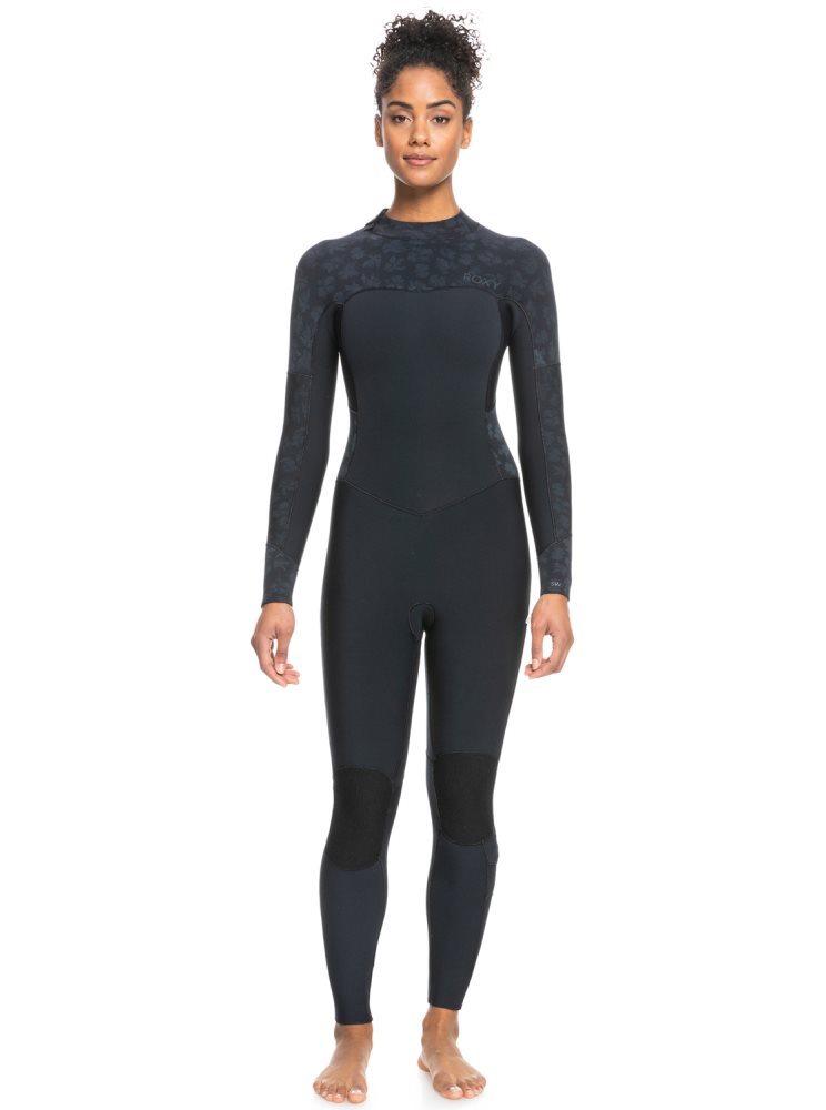 Black Women\'s Roxy 4/3mm Swell Series Back Zip Wetsuit | USA EPBV-90761