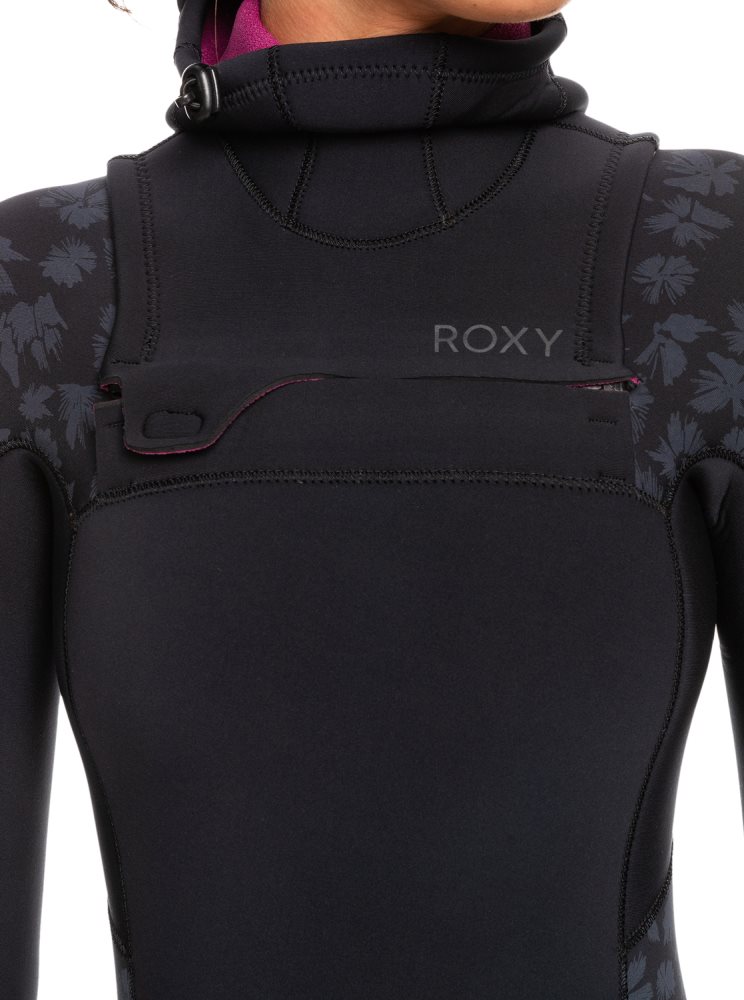 Black Women's Roxy 5/4/3mm Swell Series Hooded Chest Zip Wetsuit | USA BTDE-24179