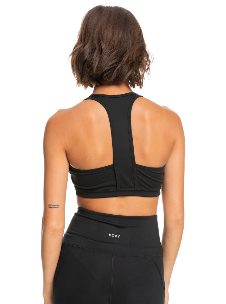 Black Women's Roxy Back To You Racerback Sports Bra | USA SMUZ-21890