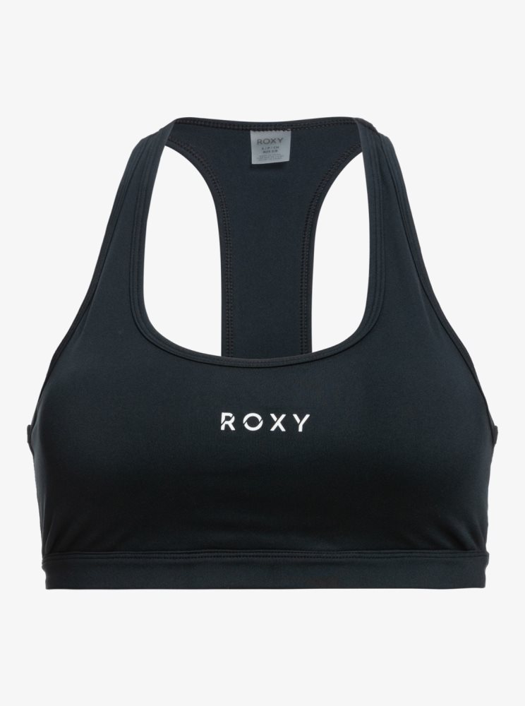 Black Women's Roxy Back To You Racerback Sports Bra | USA SMUZ-21890