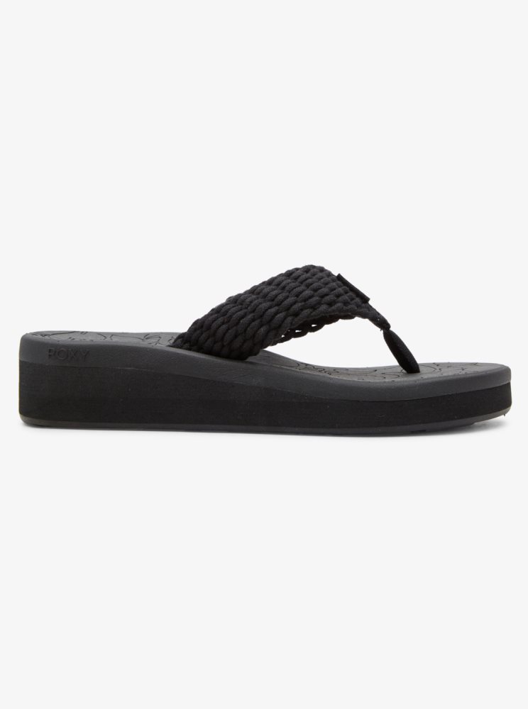 Black Women's Roxy Caila Flip Flops | USA CTZY-82753