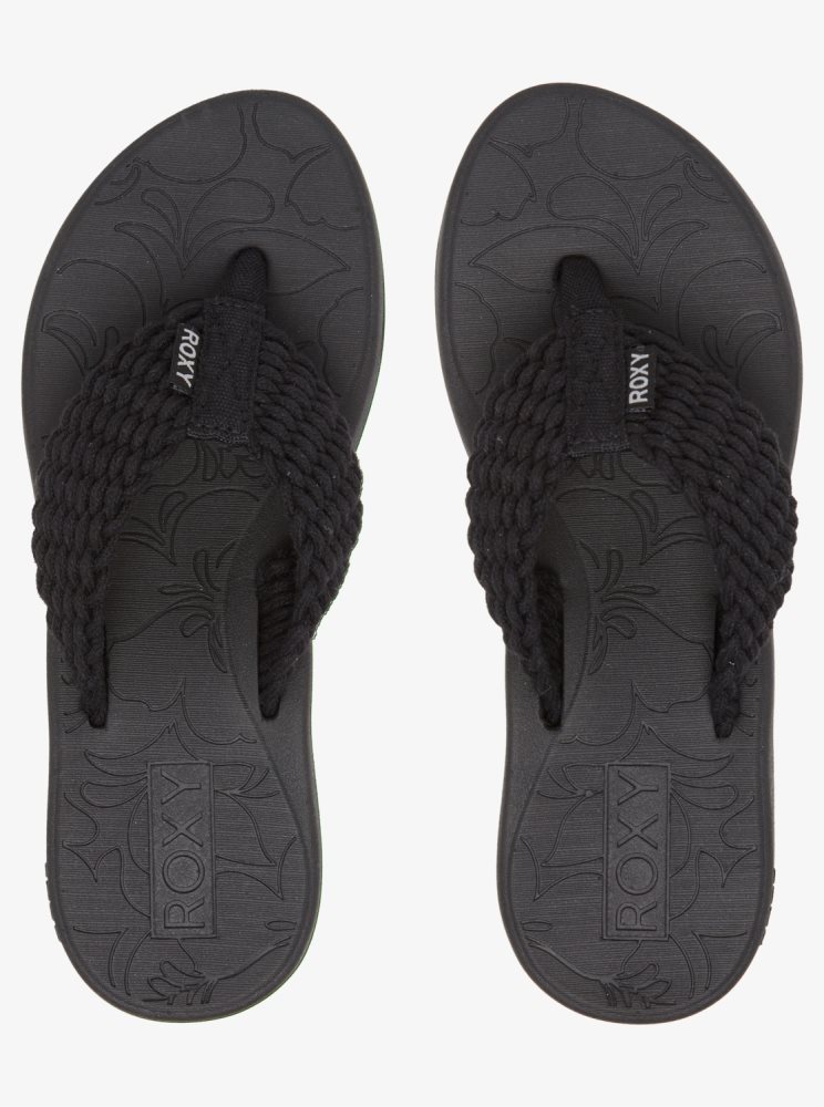 Black Women's Roxy Caila Flip Flops | USA CTZY-82753