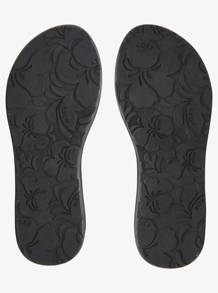 Black Women's Roxy Caila Flip Flops | USA CTZY-82753