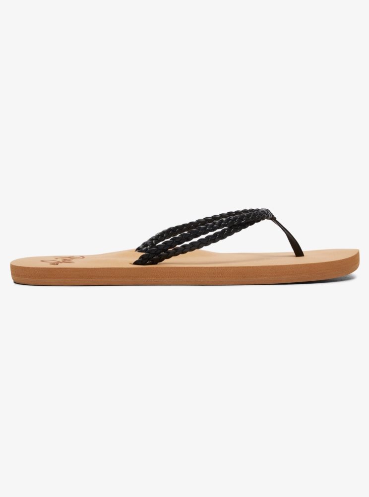 Black Women's Roxy Costas Flip Flops | USA ACSD-85029