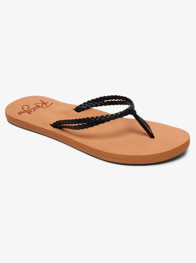 Black Women\'s Roxy Costas Flip Flops | USA ACSD-85029