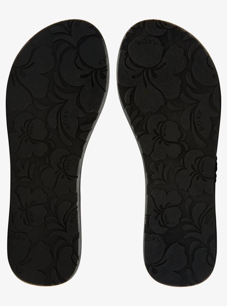 Black Women's Roxy Costas Flip Flops | USA GKYB-43187