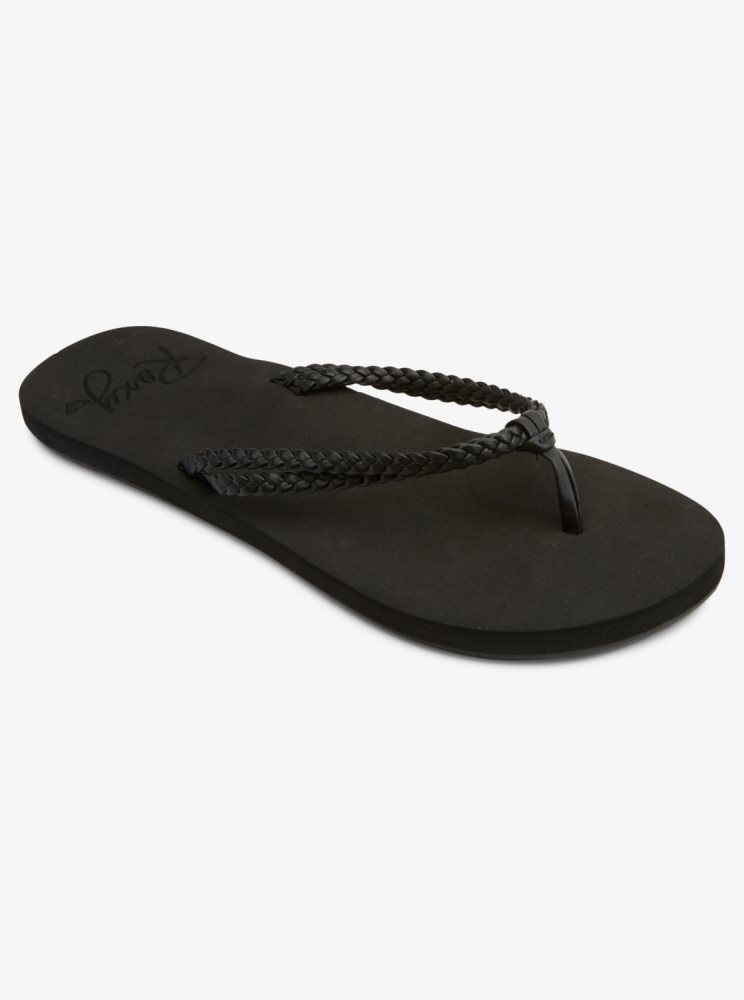 Black Women\'s Roxy Costas Flip Flops | USA GKYB-43187