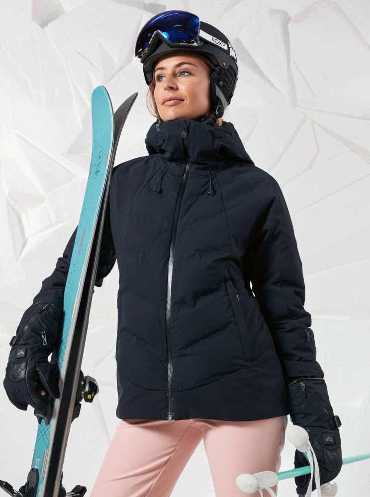 Black Women\'s Roxy Dusk WarmLink Insulated Ski Jackets | USA UYPZ-01698