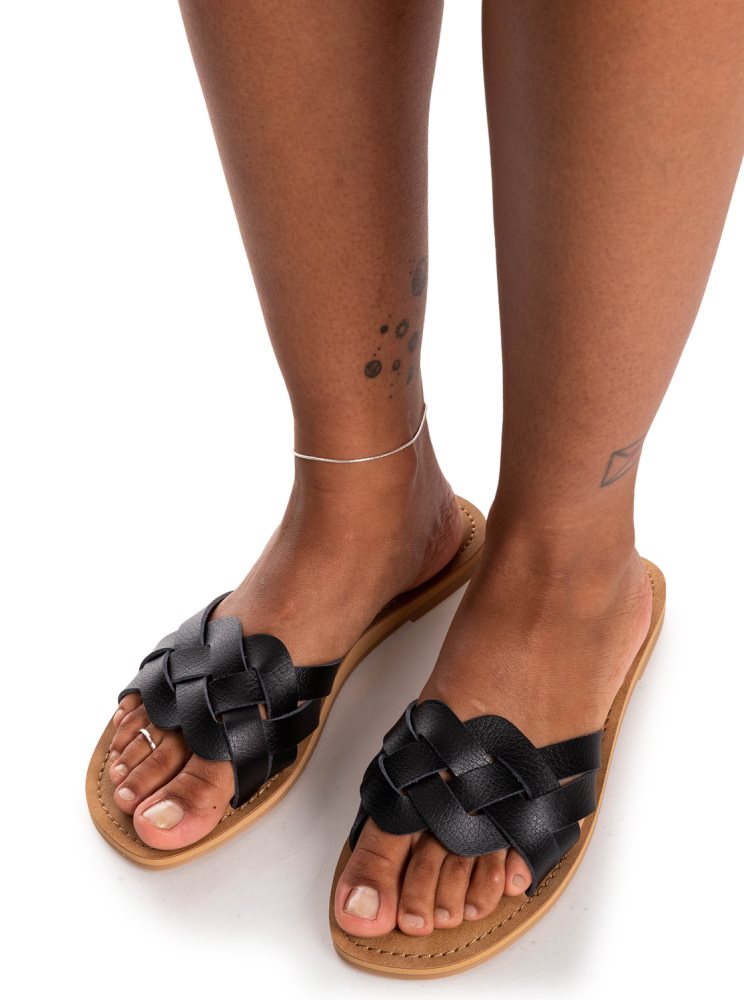 Black Women\'s Roxy Edessa Sandals | USA AYIB-28617