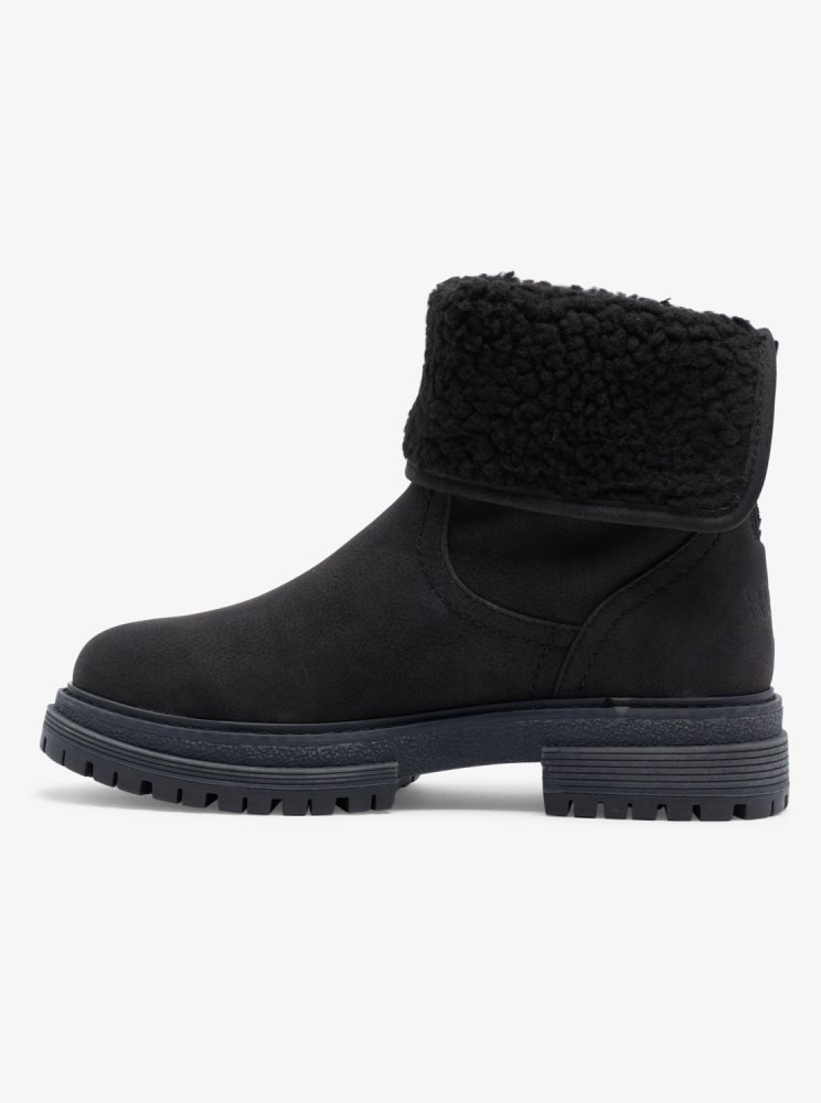 Black Women's Roxy Fall Slip-On Boots | USA RANB-28307