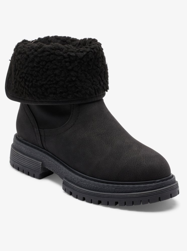 Black Women\'s Roxy Fall Slip-On Boots | USA RANB-28307