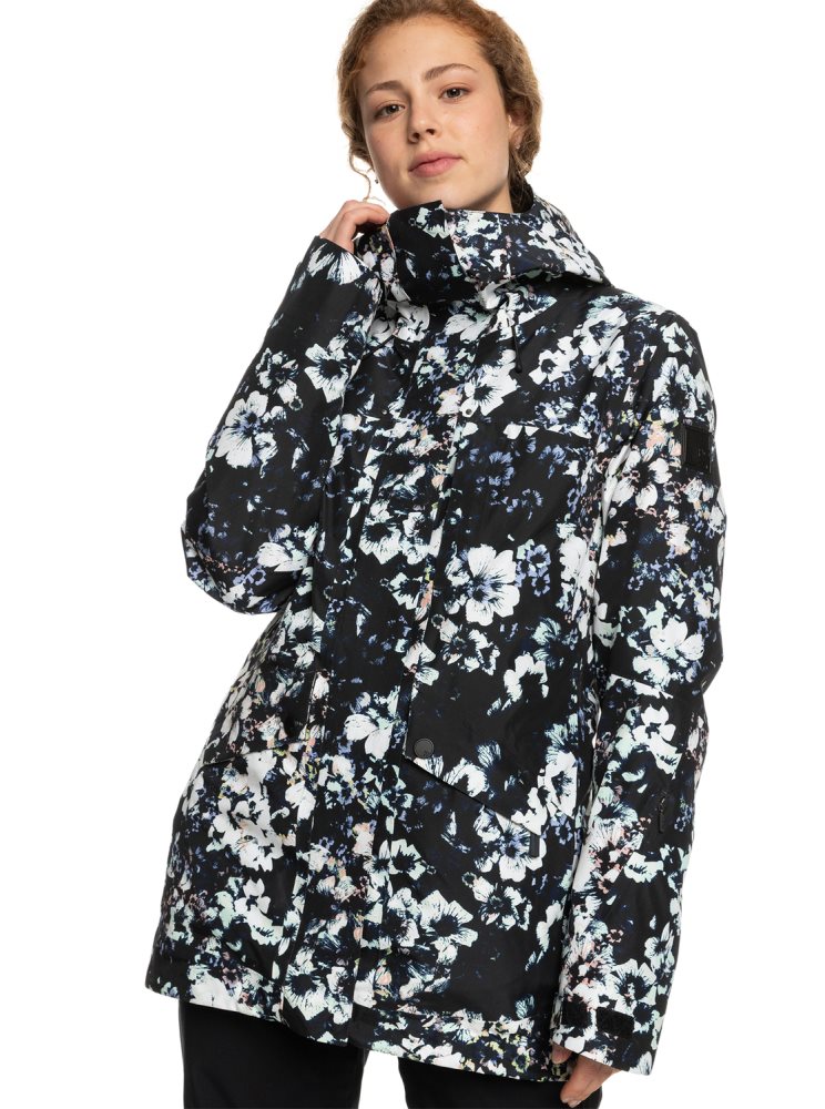 Black Women\'s Roxy GORE-TEX® Glade Printed Insulated Ski Jackets | USA YBDE-23674
