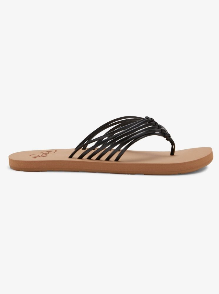 Black Women's Roxy Jasmine Flip Flops | USA PBMA-38901