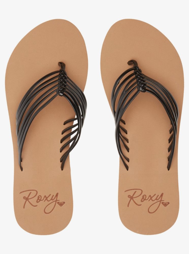 Black Women's Roxy Jasmine Flip Flops | USA PBMA-38901