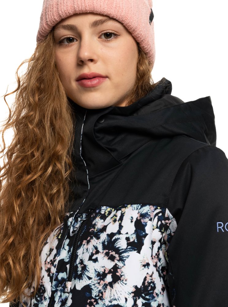 Black Women's Roxy Jetty Block Insulated Ski Jackets | USA OACX-65482