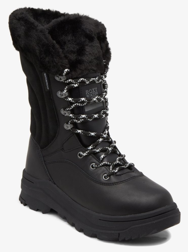 Black Women\'s Roxy Kaori Lace-Up Boots | USA TEXA-25304