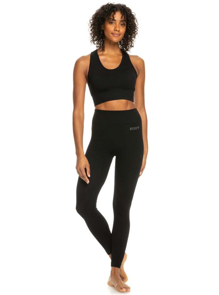 Black Women's Roxy Leave A Little Love Rib Sports Bra | USA DQPX-54617