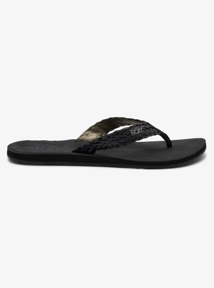 Black Women's Roxy Lili Fashion Flip Flops | USA JFBA-68951