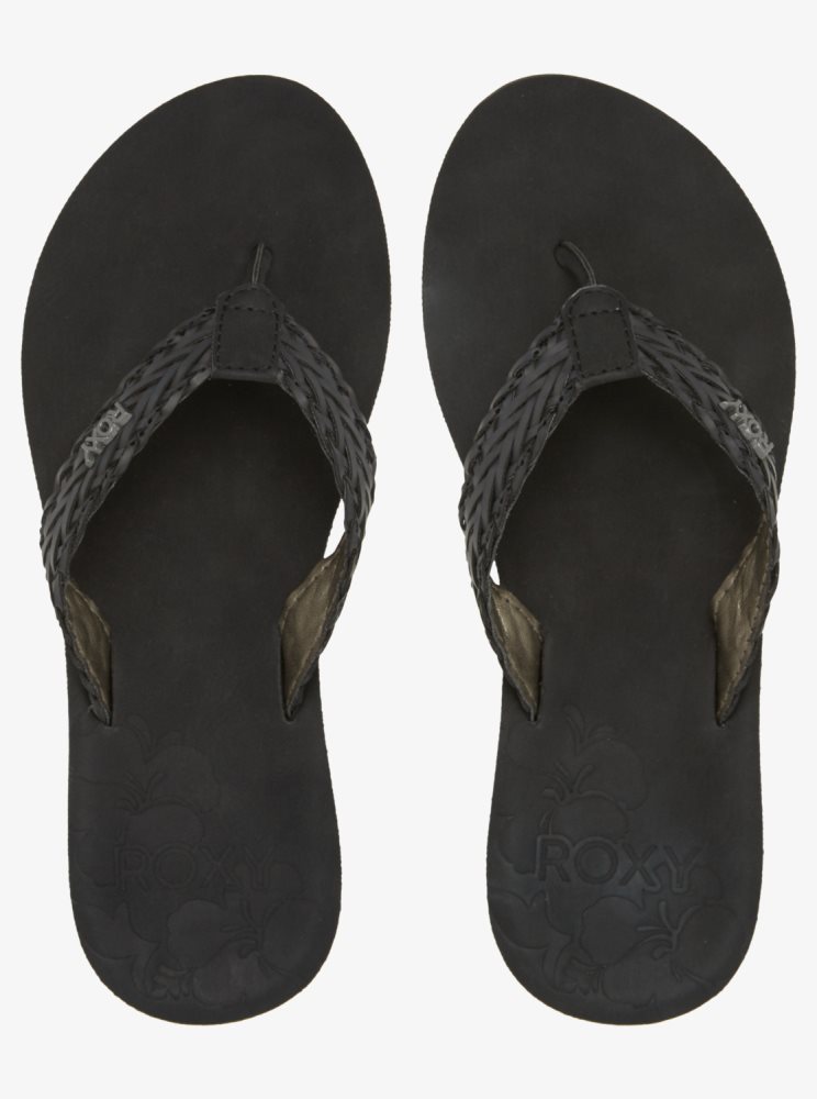 Black Women's Roxy Lili Fashion Flip Flops | USA JFBA-68951