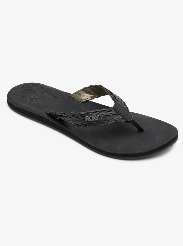 Black Women\'s Roxy Lili Fashion Flip Flops | USA JFBA-68951