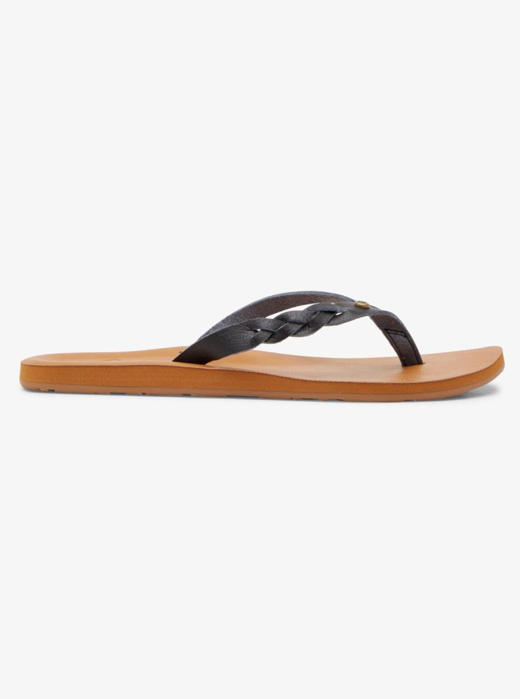 Black Women's Roxy Liza Flip Flops | USA EDGM-64138