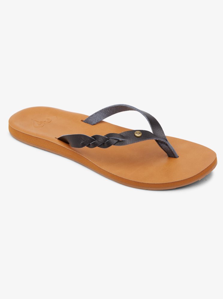 Black Women\'s Roxy Liza Flip Flops | USA EDGM-64138