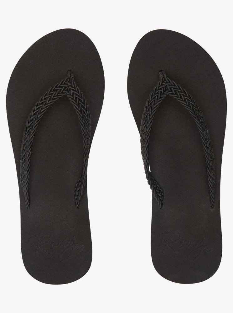 Black Women's Roxy Malia Flip Flops | USA HMLZ-20968