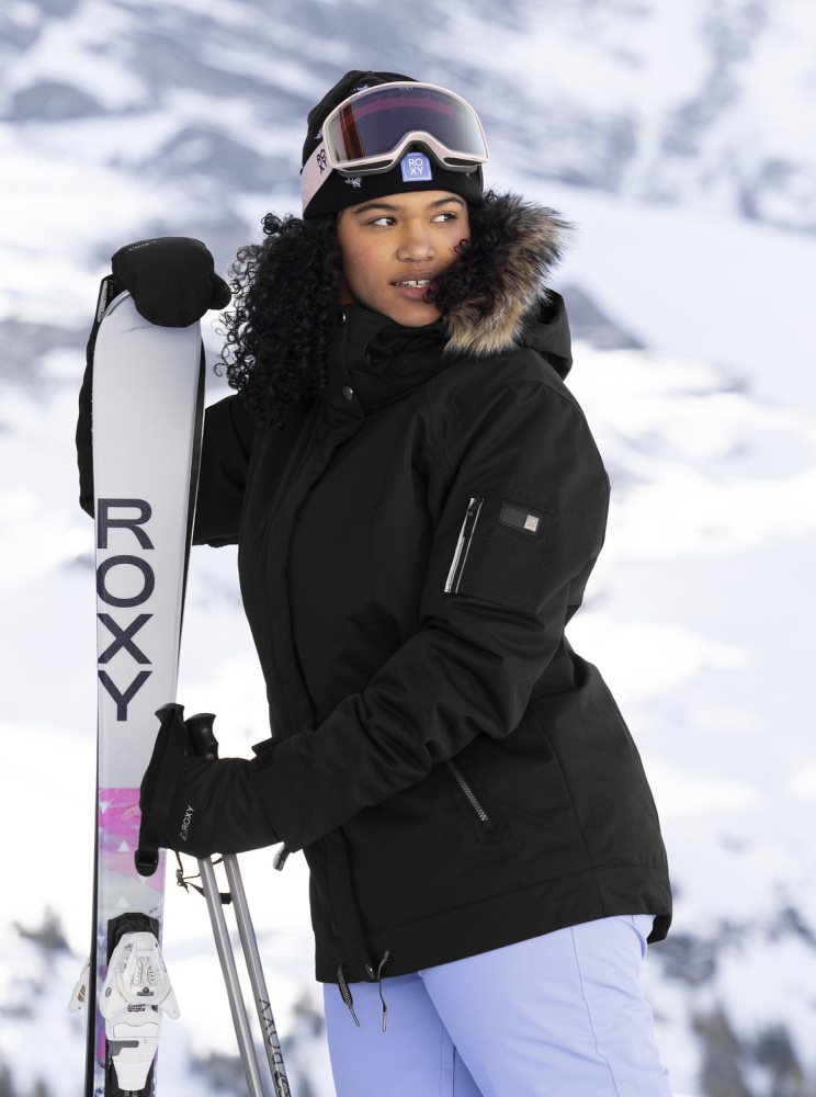 Black Women's Roxy Meade Insulated Ski Jackets | USA VGJL-56284