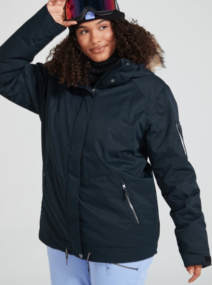 Black Women\'s Roxy Meade Insulated Ski Jackets | USA VGJL-56284