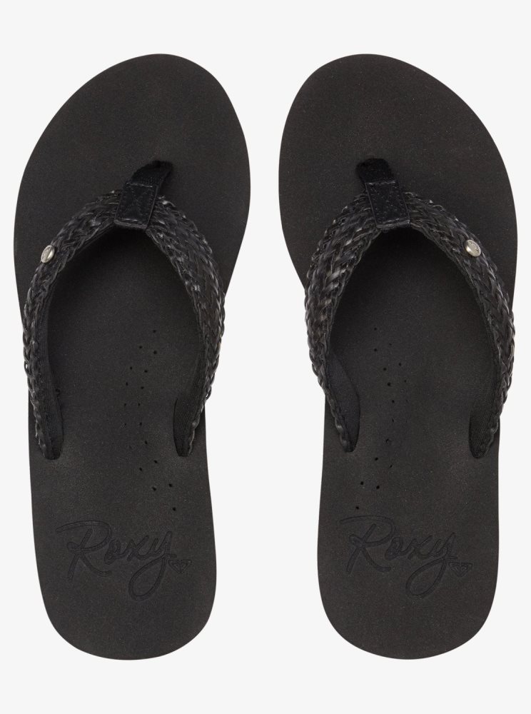 Black Women's Roxy Mellie Iii Flip Flops | USA PKSG-68917