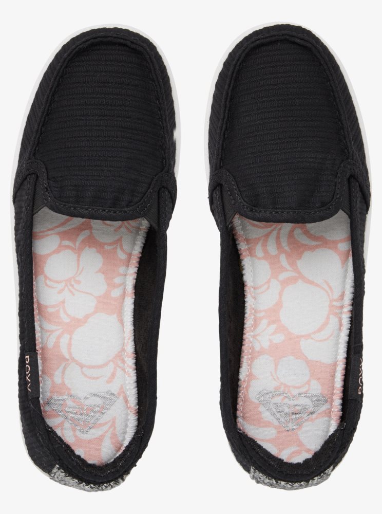 Black Women's Roxy Minnow Slip On Shoes | USA FXYW-41928