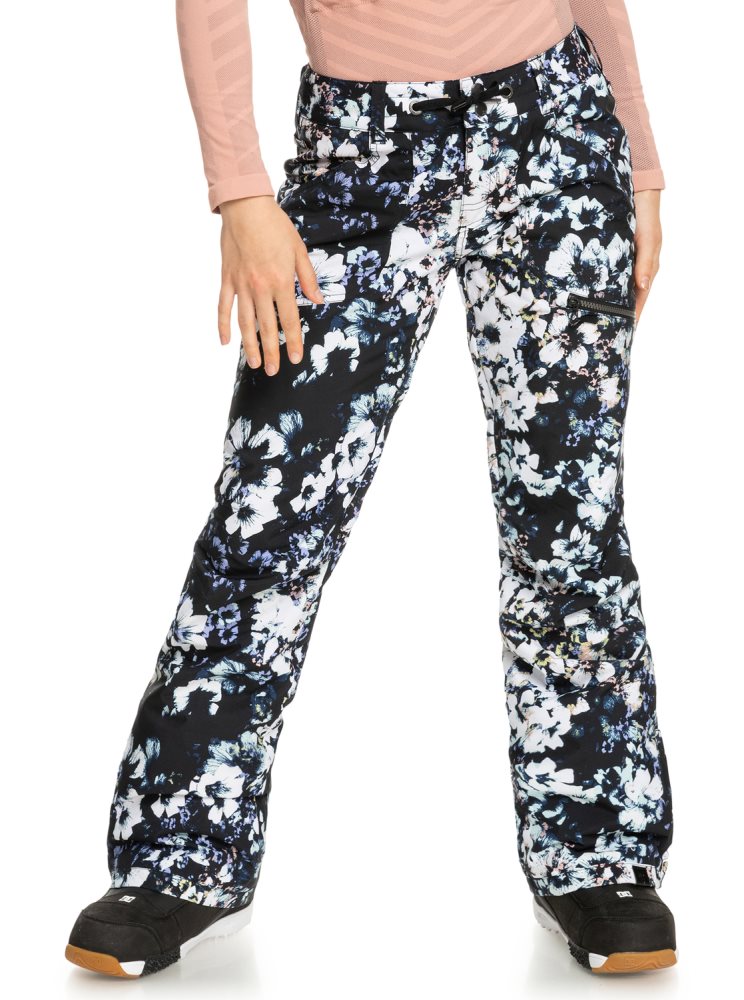 Black Women's Roxy Nadia Printed Insulated Snow Pants | USA RBJS-60718