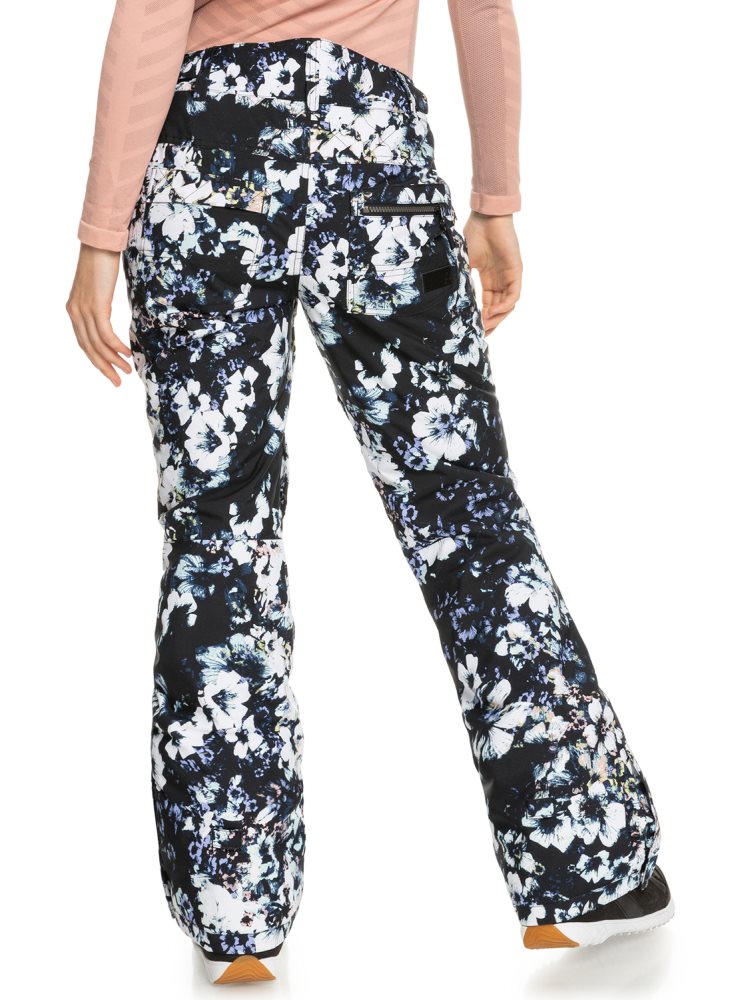 Black Women's Roxy Nadia Printed Insulated Snow Pants | USA RBJS-60718